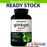Naturebell Ginkgo Biloba 6000mg with Panax Ginseng  300 Capsules