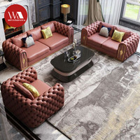 Sofa 321 Sofa Kulit Sintetis Sofa Kancing Sofa Ruang Tamu Luxury Modern