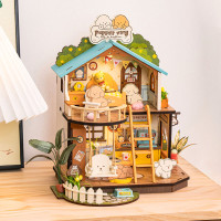Original Robotime Rolife Puppy's Cozy Villa DIY Miniature House DG169 With Led Light
