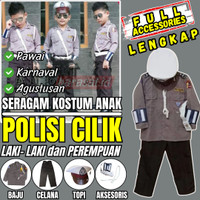 Setelan Seragam Polantas Cilik Baju Aksesoris Kostum Profesi Polwan karnaval Untuk anak TK dan SD