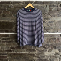 Gianni Valentino • Vintage LS Striped Embroidery Logo Tee