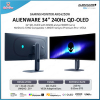DELL ALIENWARE GAMING MONITOR AW3425DW ULTRAWIDE QHD 34 QD-OLED 240HZ 1800R CURVED NVIDIA G-SYNC AMD FREESYNC