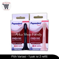 PEPSODENT Provibe Electrik Toothbrush Head 1 Pak Isi 2 Refill Kepala Sikat Gigi Elektrik Refil Plaque Removal Pink Hitam