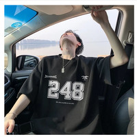 Kaos Pria Vintage Amerika Oversize Lengan Pendek No.248 Dicetak Putih Kaos Pria Premium Tebal/Kaos Pria Distro Original 100% Street Style T Shirt/Boxy Hitam T Shirt