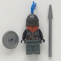 Lego Minifigure Castle Viking Knight Helmet with Cheek Guard and Neck Protector , Silver Spears &  round Shield