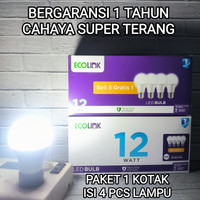 ECOLINK ISI 4pcs LED BULB MULTIPACK 12W Beli 3 Gratis 1 BOHLAM PUTIH