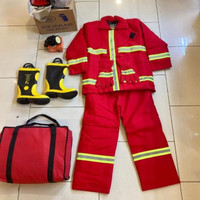Paket Baju Pemadam / 1 Set Fireman Suit Merah 100% Termurah