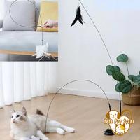 Mainan Bulu Kucing / Mainan Kucing Stick Teaser / Mainan Bulu Tongkat Lentur Bisa Di Lepas Pasang Untuk Kucing Anjing Dengan Suction Cup