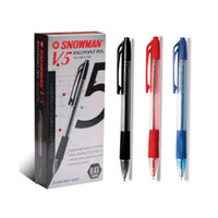 Pulpen Snowman V5 0.7 mm / 1 BOX 12 PCS - Hitam Biru Merah