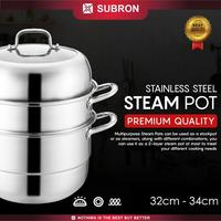 Panci Kukus Steamed Pot Subron 32 Cm Panci Dimsum Steam Pot Subron 3 Susun 32cm Stainless Steel Tutup Kaca