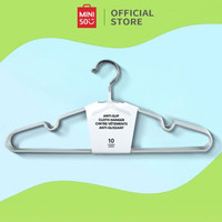 MINISO GANTUNGAN BAJU 10PCS LOGAM METAL HANGER CLOTHES ANTI SLIP