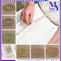 Ikat Pinggang Wanita Model Rantai Mutiara Dapat Disesuaikan Tali Pinggang Slim Belt Boho Rantai Logam