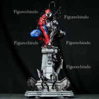 [ Foto Asli ] Statue Spiderman x Venom with LED Fishbone Studio