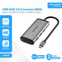 VENTION CNBHB HUB Type C Male Thunderbolt 3.1 to HDMI 4K 30Hz 3x USB 3.0 PD 87W Female 0.15 Meter Power Delivery Converter Tipe C Adaptor Adapter