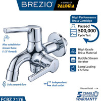 Terbaru Brezio Fcbz 7176 Keran Cabang Shower Bak Mandi Double Tembok Kran Air