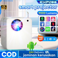 Proyektor Android 9.0 UHD 4G Wi-Fi Bluetooth Layar LED Cermin Proyektor Mini Portabel Smartphone