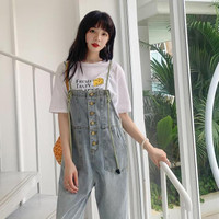 Gr-8 [Sari]Overall Baju Kodok Wanita Jeans Denim Tebal Panjang Terbaru 005