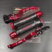 Dg-78 [Bisa Cod] Paket 3In1 / Handgrip Dominoo + Jalu Stang Cnc + Handle Stelan Cnc Mio Vario Beat Rk King Vixion Aerox Pcx Adv N-Max Mio J Vario 150 Tiger Ninja 250 -Mks Mt