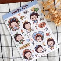 Happy Girl Sticker Sheet - Aesthetic Sticker Pack Premium Vinyl Waterproof and Scratchproof