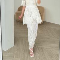 SAMARA SKIRT - Kebaya Brokat WHITE Modern - KEBAYA PARTY LACE BYROAM | Atasan Pesta DEWI ROAM SIGNATURE