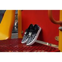 checkered vans black