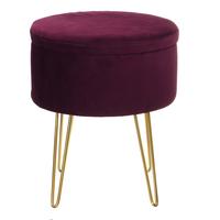Velvet Storage Footstool Ottoman Footrest Makeup Dressing Table Stool
