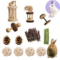 PD Hamster Chew Toys for Teeth, Natural Wood Dumbbells