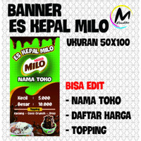 Banner Es Kepal Milo - Ukuran 50x100 Cm