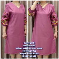 WIWIN DRESS BORDIR BAHAN KATUN TOYOBO ADEM Ld.1 ,PJG 1