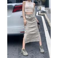 XIAOZHAINV korean style cargo skirt Split Cargo Skirt rok wanita LW005