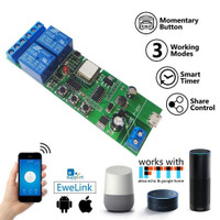 EACHEN WiFi 2-way Relay Module Self-Locking/Interlock Switch Module