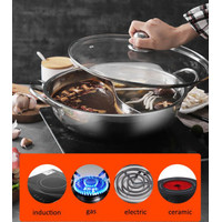 Terbaru Panci Hotpot Shabu 2 Sekat Stainless 28Cm Dengan Tutup Kaca