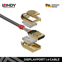 KABEL DISPLAYPORT LINDY 8K 60HZ 4K 144HZ 32.4GBPS DP 1.4 GOLD, 2M