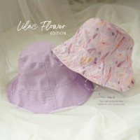 Bucket Hat Bolak Balik Wanita Seri Lilac Flower