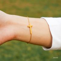 JELOOF Gelang Salib AMOREIZA Gold |Stainless Steel (ANTI KARAT) -