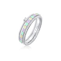 Elli Jewelry Perhiasan Wanita Perak Asli -Cincin Set Colourful Crystal