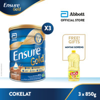 Jual Ensure Gold HMB Cokelat 850 g - 3 pcs - FREE Gift Murah