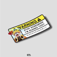 Terlaris Anime Car Warning Stickers - DEMON SLAYER ZENITSU (Premium