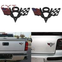 2pcs Stiker Emblem / Badge V8 Bendera Amerika Serikat Untuk Ford