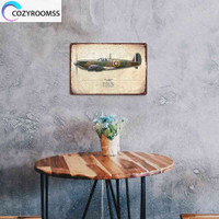 Cozyr Poster Kaleng Metal Motif Lukisan Fighter Gaya Vintage Untuk