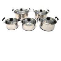 Panci Set Stainless Steel Tutup Kaca 5 In 1