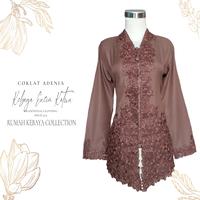 Kebaya Encim Kartini Katun Bordir Modern Coklat Adenia Lengan Panjang