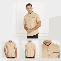 Kemeja Polos Pria Kerah ShanghaiKoko Lengan Pendek Cokelat Khaki - M