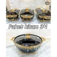 Prasmanan set 4 motif gold bintang Wadah lauk 31 free packing kayu