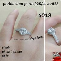 Cincin Mata Satu Perak Asli Silver 925 Lapis Emas Putih 4019 Murah