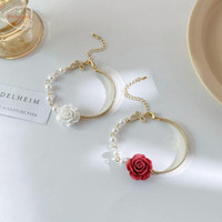 Mxbeauty Rose Pearls Gelang Indah Hadiah Gadis Sederhana Temperamen Da