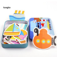 (tg) Kartun Hewan Mobil Puzzle Jigsaw Kayu Papan Rakit Kecerdasan