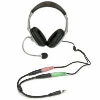 Ready Stock 3.5Mm Stereo Audio Male To 2 Female Headset Mic Trrs Y