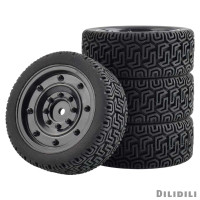 4pcs Rubber Tires Tyre Hubs Wheel Rims, for Wltoys 144001, 1/10 RC Car