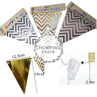 LV396 Bunting Flag Banner Flag Segitiga Zigzag Polos Rose Gold Silver